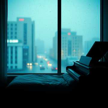 雨丝悬在窗沿