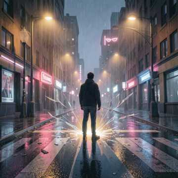 街灯踩碎的影子