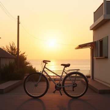 骑着单车追夕阳