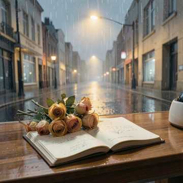 雨停后的那束花