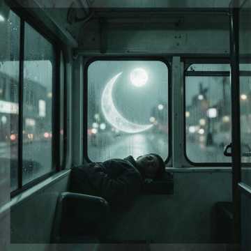 夜班车在画月亮