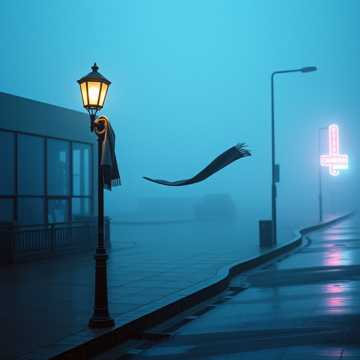 雨中街灯忽明灭