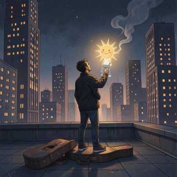 中年楼影自斟海