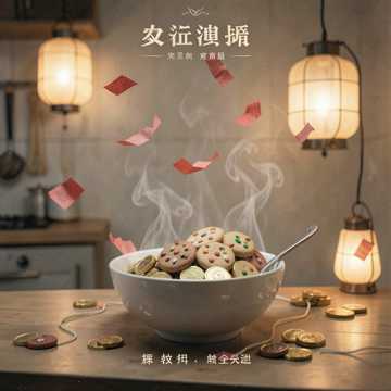 红纸屑沉进汤碗