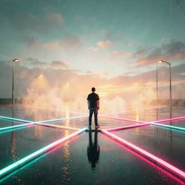 霓虹在冷掉的咖啡里