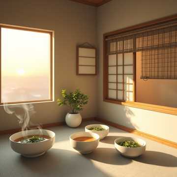 味噌汤的白色晨雾