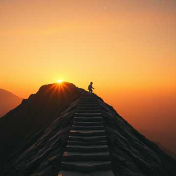 石阶上的小膝盖