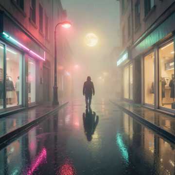 街灯空荡影子摇晃