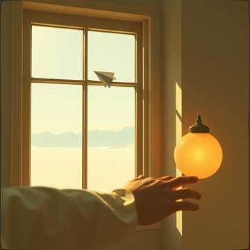 纸飞机划过窗台