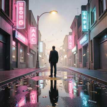 霓虹碎在影子里