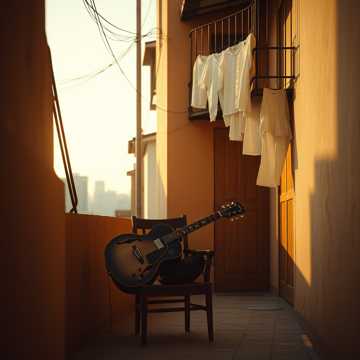 吉他锈在黄昏里