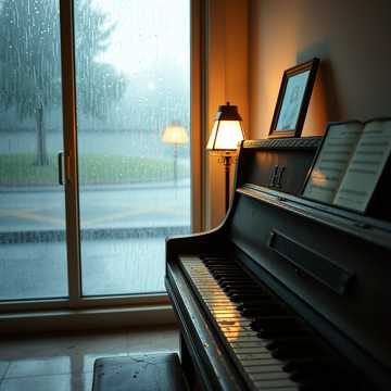 旧钢琴上的雨痕