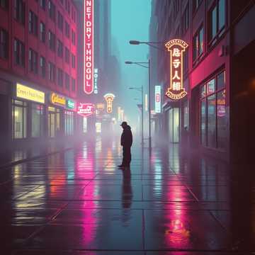 霓虹筛过空街道