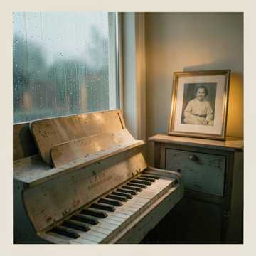 旧钢琴上的雨痕