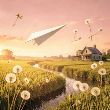 田埂上的纸飞机