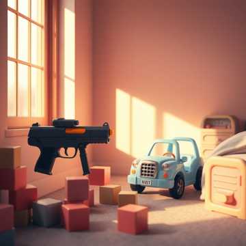 玩具枪与汉堡包