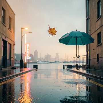 枫叶飘零的夏日港湾