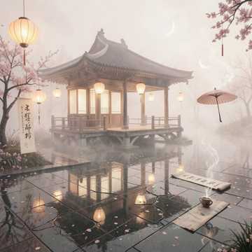 烟雨一尺桃花深