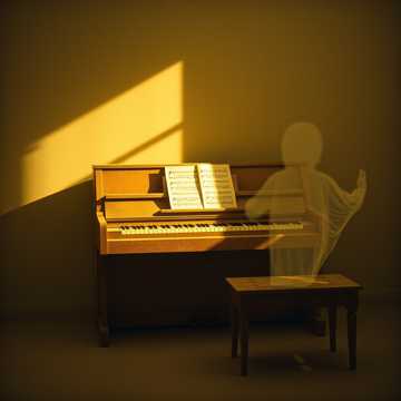 钢琴上泛黄的午后