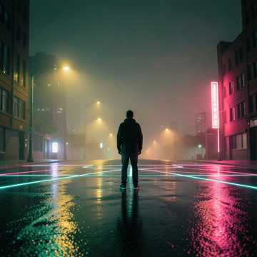 ネオンが消える交差点