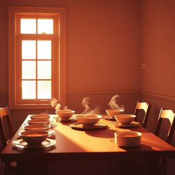 晚灯围坐汤正沸