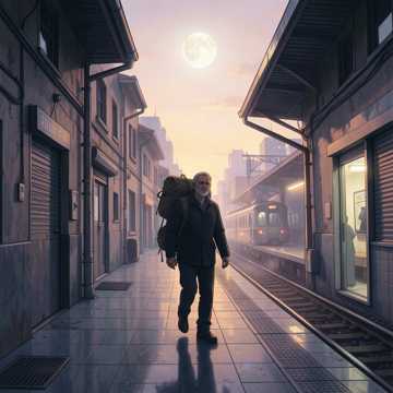 肩挑日月的背影