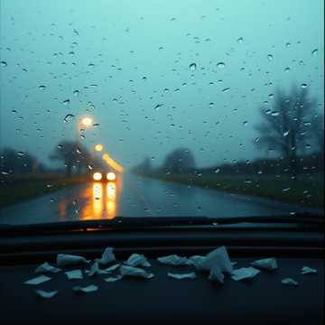 雨刮器上的旧纸巾