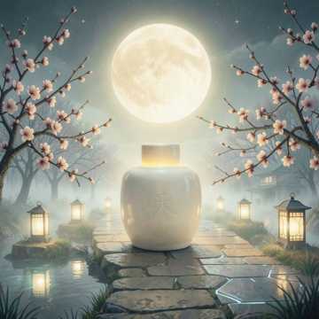 青瓷砚台暖月光