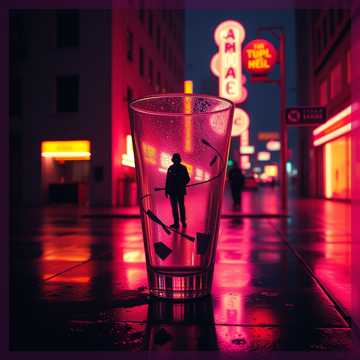 霓虹灯碎在酒杯里