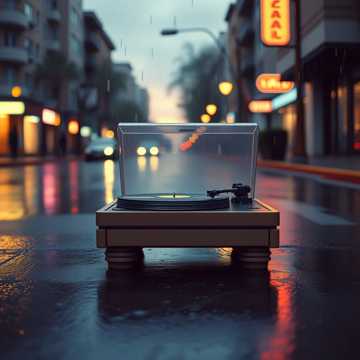 旧唱片机的雨