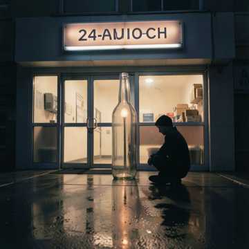 空酒瓶映着街灯