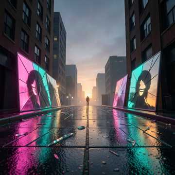 霓虹碎在影子里