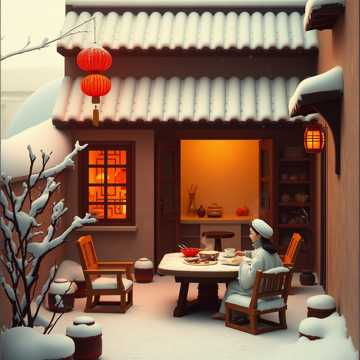 屋檐停雪