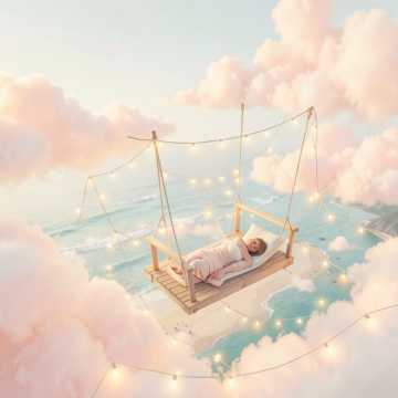 棉花糖浮在云里