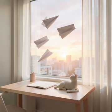 把烦恼折成纸飞机