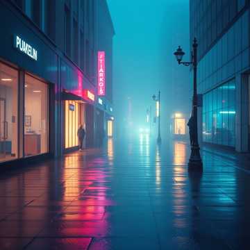 霓虹雨的街