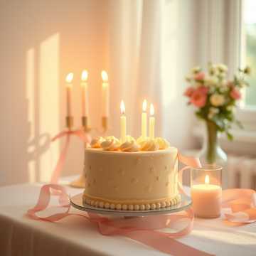 蛋糕上跳动的烛光