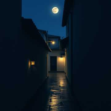 月光淌过青瓦檐