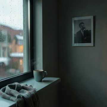 窗台剩的半杯冷