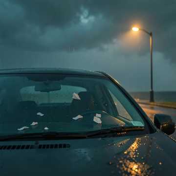 雨刮器上的旧纸巾
