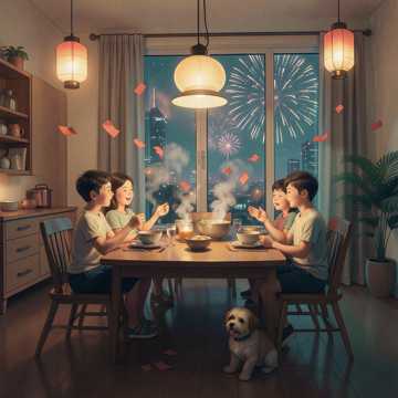 红纸碎响话团圆