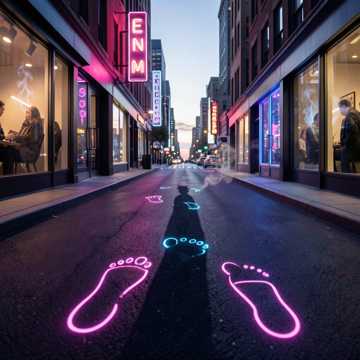 霓虹脚印独自亮