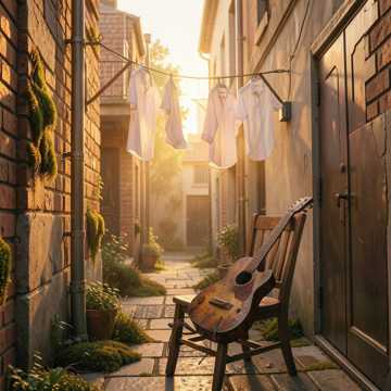 吉他锈在黄昏里