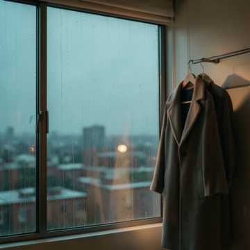 雨痕结在玻璃窗