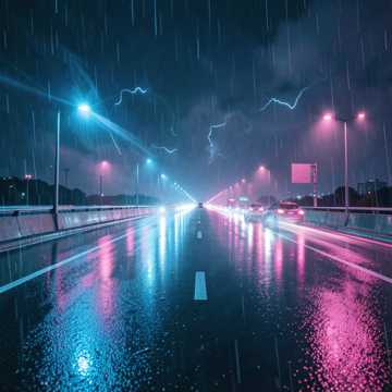 雨中的霓虹灯