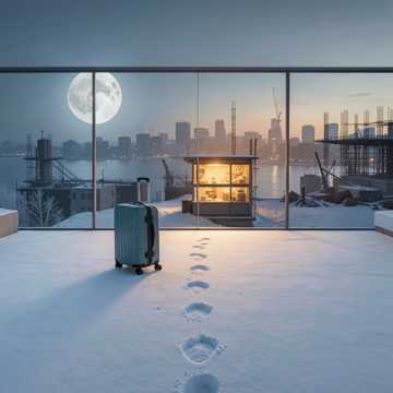 雪地里两行半脚印