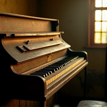 旧钢琴上的侧影