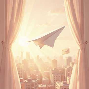 纸飞机越过山脊