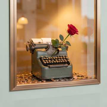 碎钞机旁的玫瑰