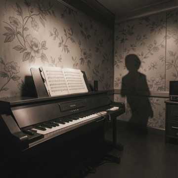 碎花钢琴前的旧影子